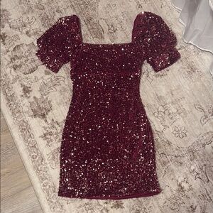 Altar'd State Burgundy Sequin Mini Dress